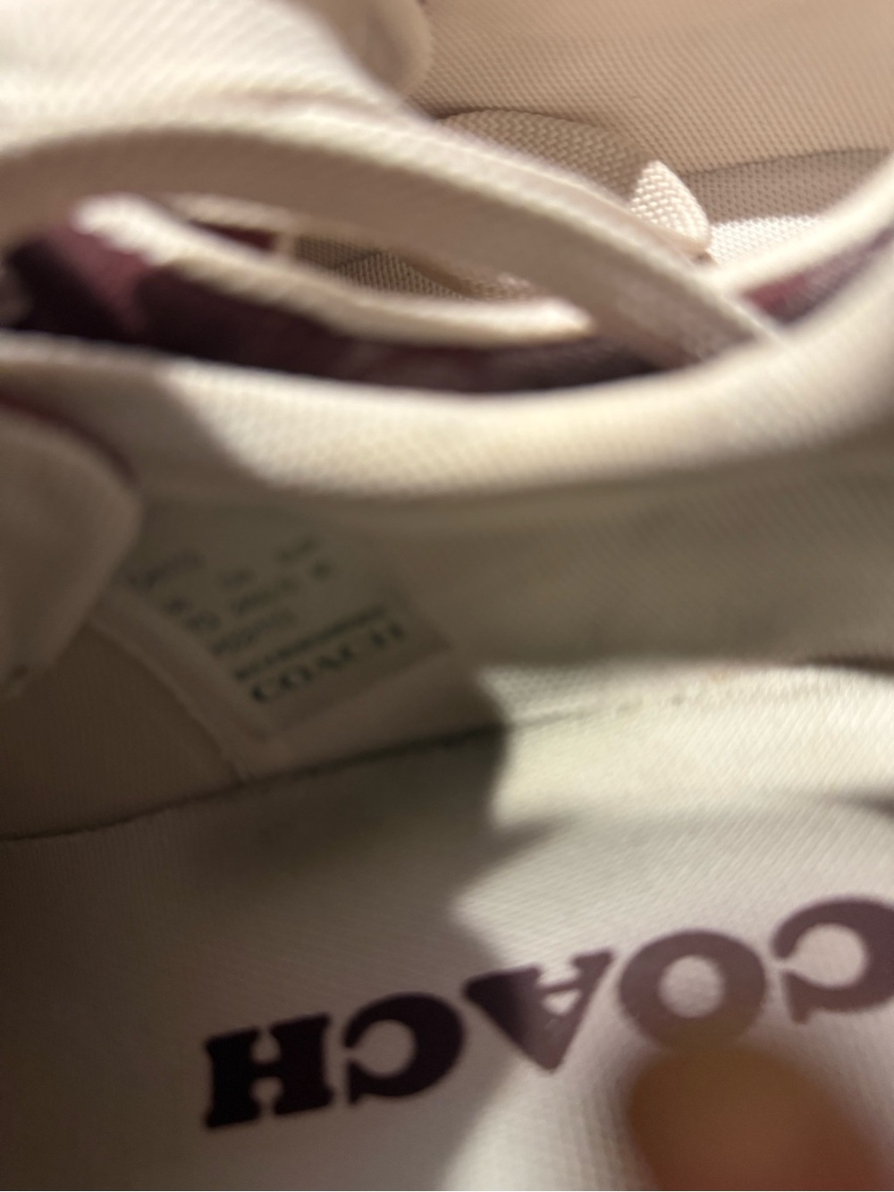 Coach Cream and Burgundy Logo Sneakers - Picture 3 of 3